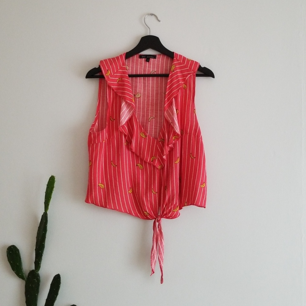 Sailor style banana and striped Made in USA top